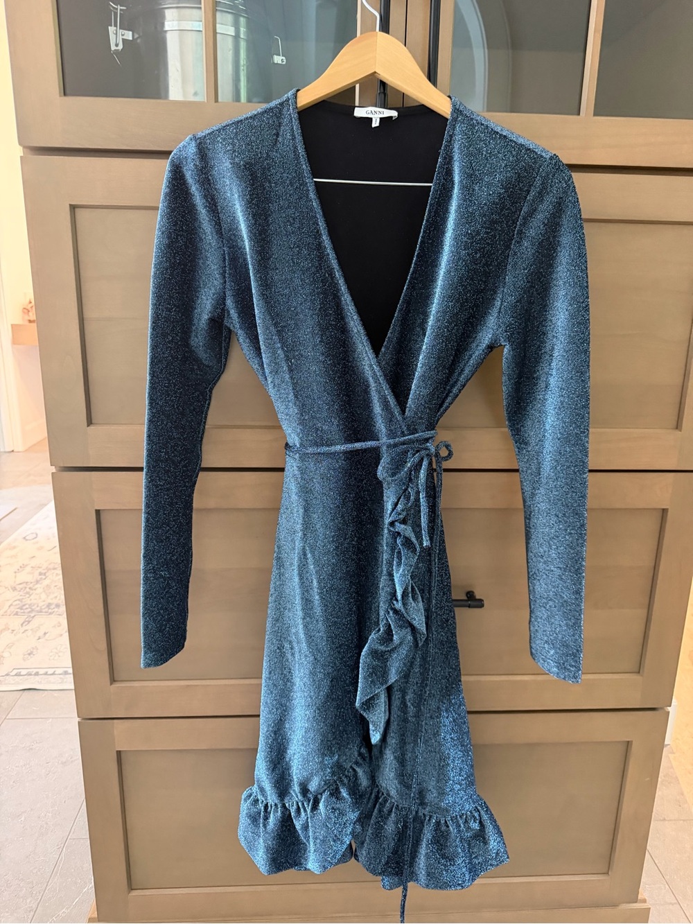 Ganni Shimmer Wrap Dress - Ice Blue 🧊❄️💙